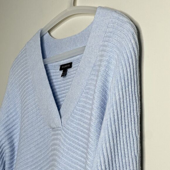 Talbots Sweater Womens Sz Med Cotton Blend Light Blue V-Neck Pullover Tunic - Picture 4 of 13